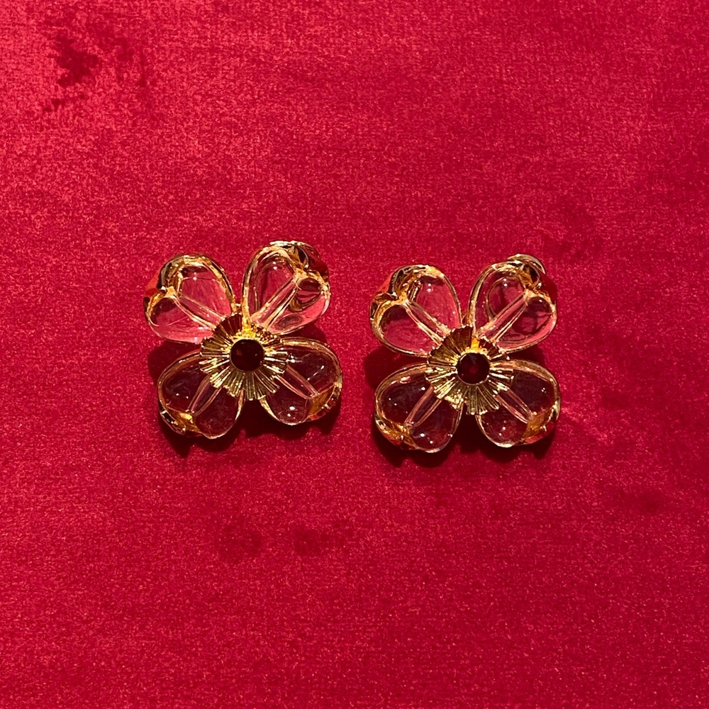18k Gold Plated Resin Flower Earrings